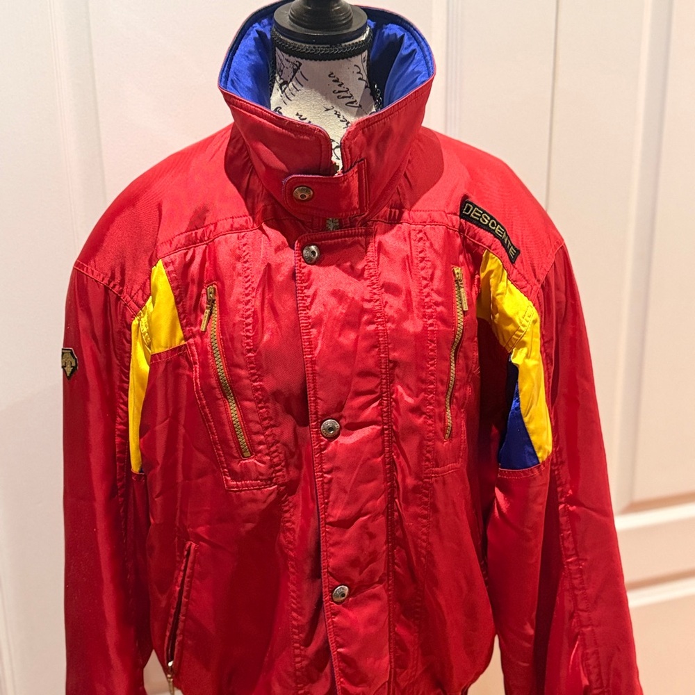 Descente vintage Red Ski Jacket with Yellow and Blue Highlights